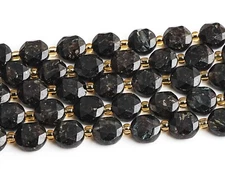 8MM Genuine Natural Black Arfvedsonite Beads Grade AA Faceted Coin Loose Beads