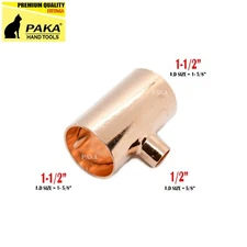 (1PC) 1-1/2" x 1-1/2" x 1/2" COPPER REDUCING TEE C x C x C