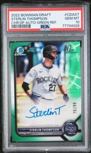 Sterlin Thompson 2022 Bowman Draft Chrome Green Refractor 1st Auto /99 PSA 10