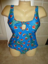 OLD NAVY SWIMSUIT SMALL MEDIUM TANKINI WATERMELON SCOOP NECK KEYHOLE BIKINI NEW
