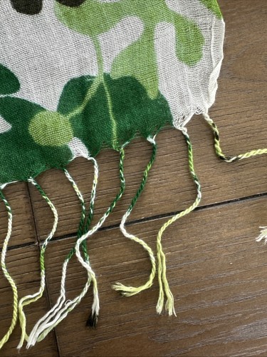 Lg Boho Gauze Wrap Scarf Green Floral Fringe St Patrick Spring Long 66 x 23" - Picture 3 of 13