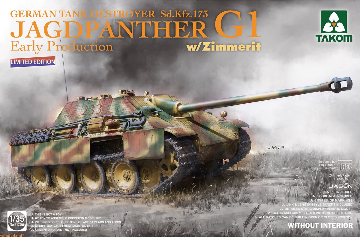 Takom 1/35 2125w Jagdpanther G1 Early Production w/zimmerit