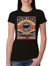 Rich Men North of Richmond Distressed Steer Cow Women Slim Fit Junior Tee
