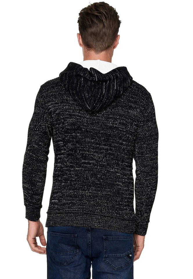 Rusty Neal Herren Strickpullover Kapuzensweatshirt Navy - Bild 4 von 4