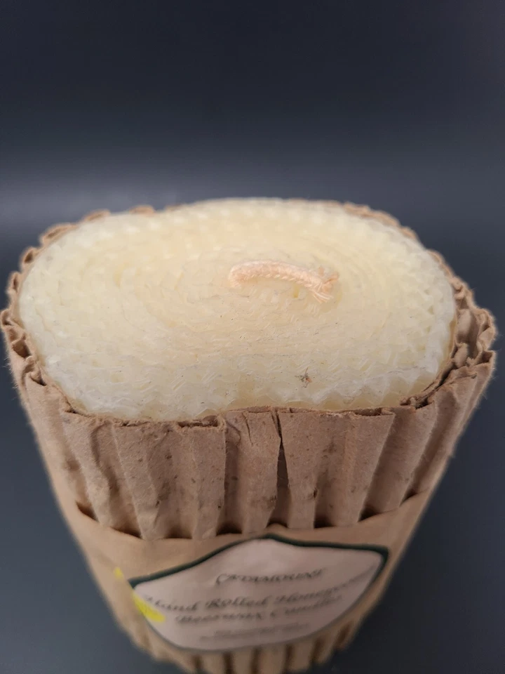 Honeycomb Hand Rolled Beeswax Pillar Candle  6”  Tall Citronella Scent - Image 3 of 3