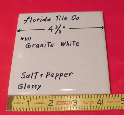 1 pc. Salt + Pepper / Granite White: 4-3/8'' Glossy Ceramic Tile by Florida Co.