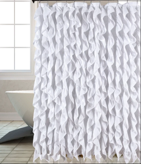 Waterfall Chic Ruffled Fabric Shower Curtain - Image 3 of 3