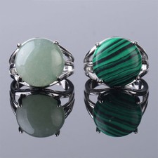Natural Stone Claw-set Round Gemstone Crystal Ring Women Fashion Jewelry