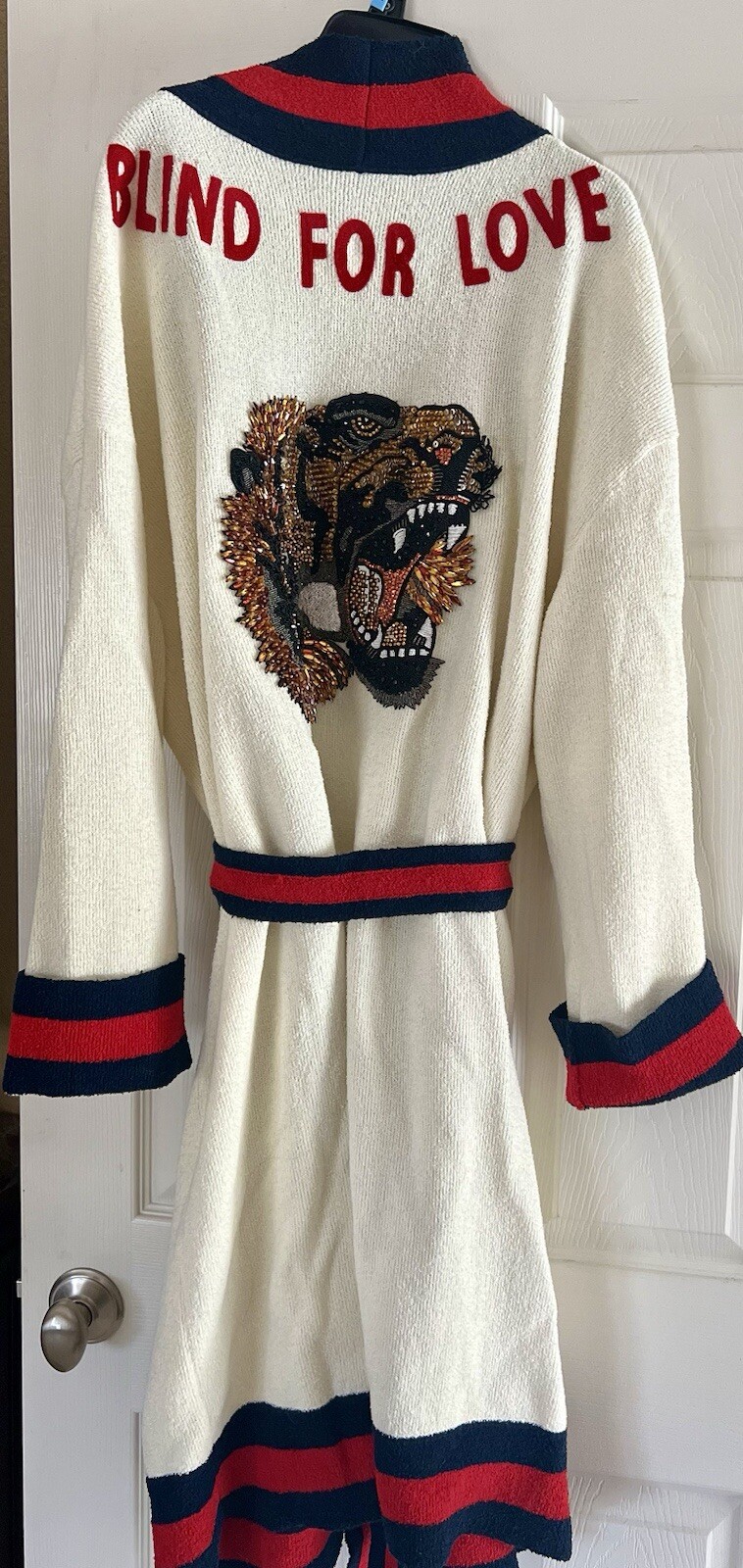 Gucci Blind For Love embellished long Terry Cardigan . Authentic. Size M