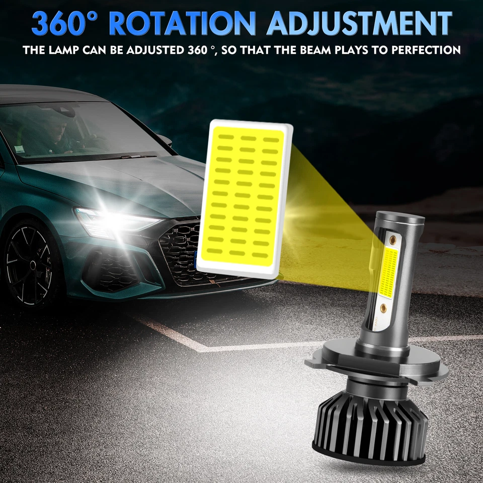 2X 6000K LED Headlight Bulbs Globes H4 9003 For Mazda MX-5 1.8 Convertible 1993 - image 4 of 4