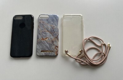Handyhüllen iPhone 7/8 Plus, 3 Stück (Marmor, Glitzer, Durchsichtig)