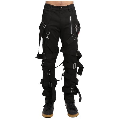 Sportex Men Gothic Strap Buckle Bondage Cargo Slim Trousers Steampunk Pants