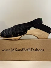 Jax&Bard Platform Sling Back Sandal Wood Sz 40 U.S. 10 1/2- 11   Black Knit
