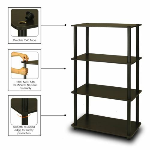 Espresso Black 4 Tier Display Rack Shelf Bookcase Storage Organizer ...