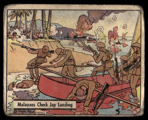 1942 War Gum #26 Malayans Check Jap Landing Low Grade