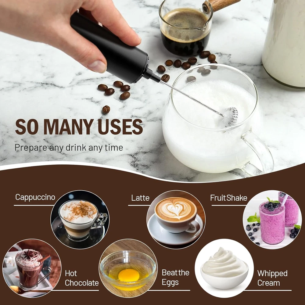 Milk Frother Wand for Coffee, Coffee Foamer Drink Mixer,Handheld Frother Recharg