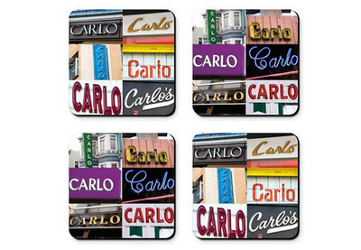 Personalized Coasters featuring the name CARLO in photos of signs - Set of 4 