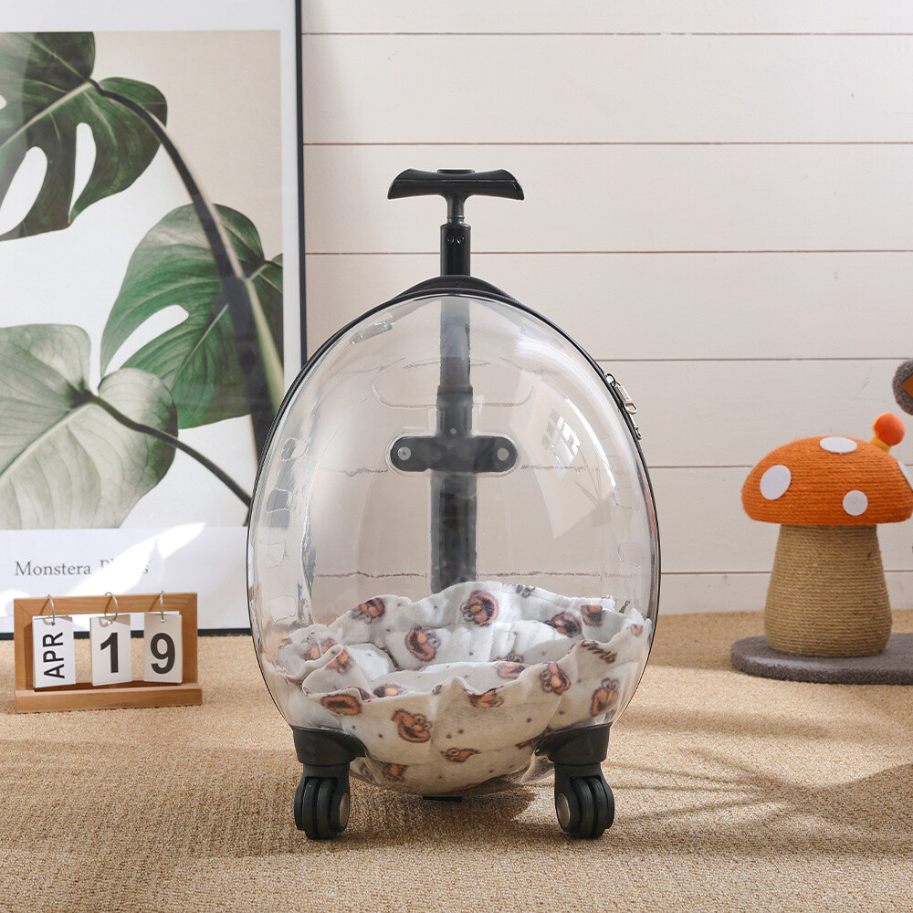 Rolling Pet Carrier on Wheels Capsule Clear Pet Cat Puppy Dog Travel
