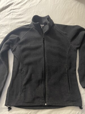 Women's XL Columbia Fleece Jacket Black Zip Up Made in USA I89