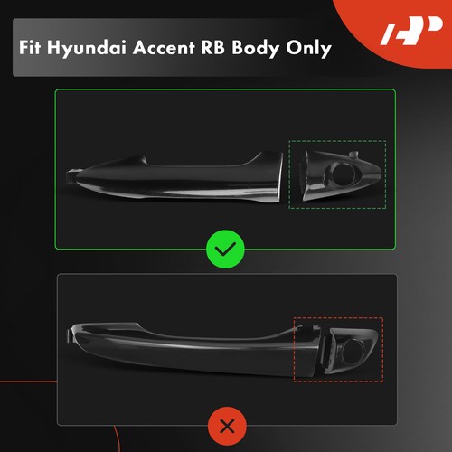 Black Exterior Door Handle w/ Keyhole Front Driver for Hyundai Accent 2012-2020 - Picture 2 of 11