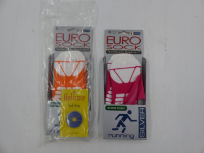 LOT OF 2 EURO SOCK EU203 CROSS QUARTER MENS/WOMENS RUNNING SOCKS SIZE SMALL