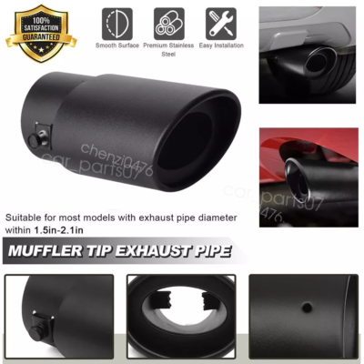 Black 304 Stainless Steel Exhaust Pipe Tip For Honda CR-V – 1.5" To 2" Inlet, Round, Matte Finish 2 thumbnail image