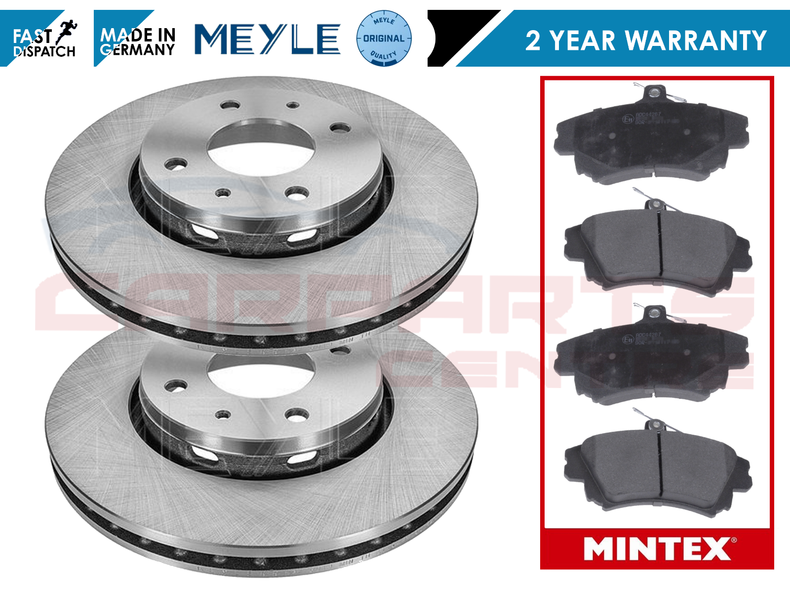 FOR VOLVO S40 V40 FRONT MEYLE PLATINUM BRAKE DISCS & MINTEX BRAKE PADS