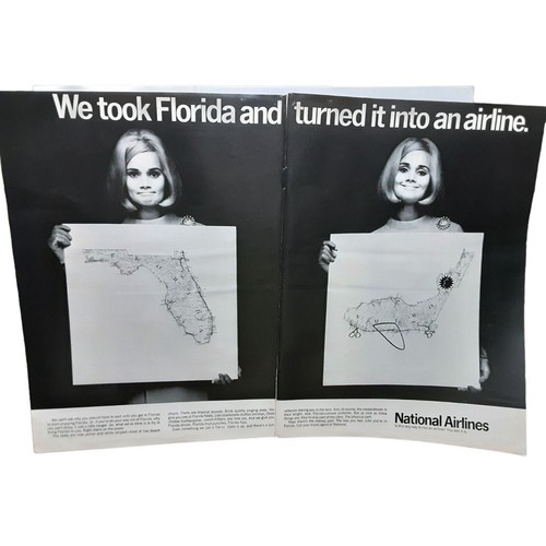 Vintage 1968 National Airlines Florida Stewardess Original Ad