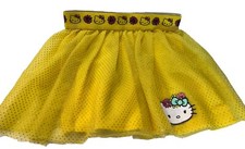 Hello Kitty Girl 7-8 Yellow Tulle Golden Sparkle Skirt Elastic Kitty Waist Logo