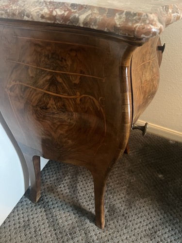 19th Century French Mahogany W/Marble Top Bombay Commodes/Nightstands (pair) - Picture 21 of 22