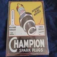 Champion 8"X12" Metal Sign Man Cave Garage Bar Gas Station Auto Oil Spark Plugs