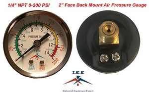 Air Pression du compresseur / Gauge hydraulique 2" Face dos Mont 1/4" NPT 0-200 PSI