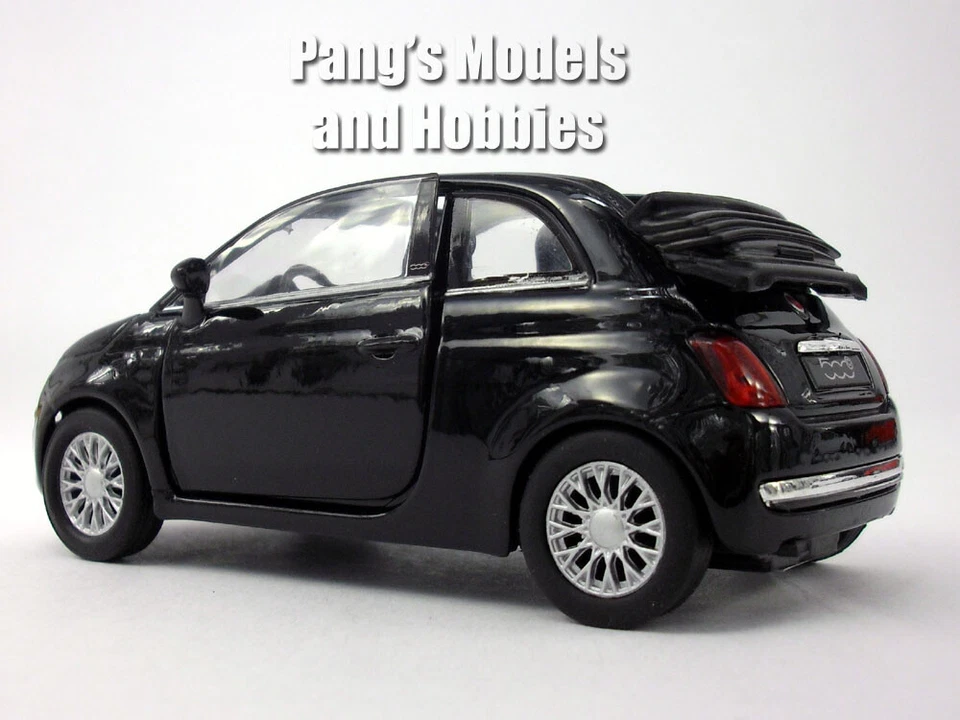 4.25 inch 2010 Fiat 500C (500) 1/32 Scale Diecast Model by Welly - BLACK - Image 4 of 4
