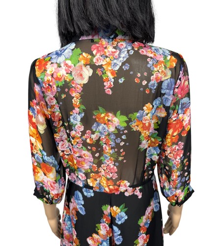 Ulyana Sergeenko Maxi Dress Floral Printed Mesh size L - Picture 9 of 14