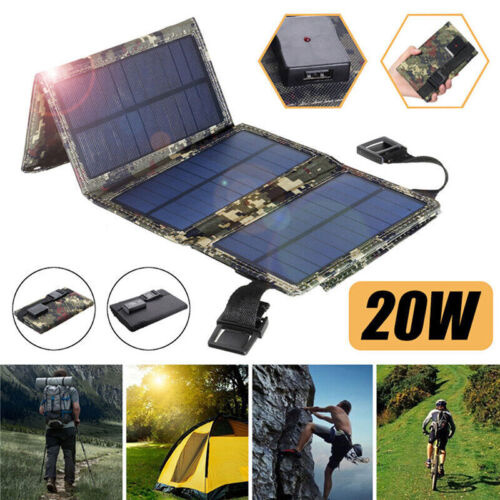 Portable Solar Power Bank Solar Panel Charger for Camping Hiking Phone Charging - Afbeelding 1 van 7