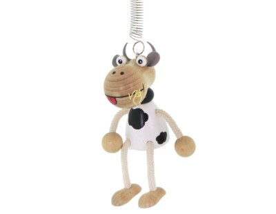 SCHWINGFIGUR Kuh FEDERFIGUR aus Buchenholz Schwingtier Holzfigur Holz