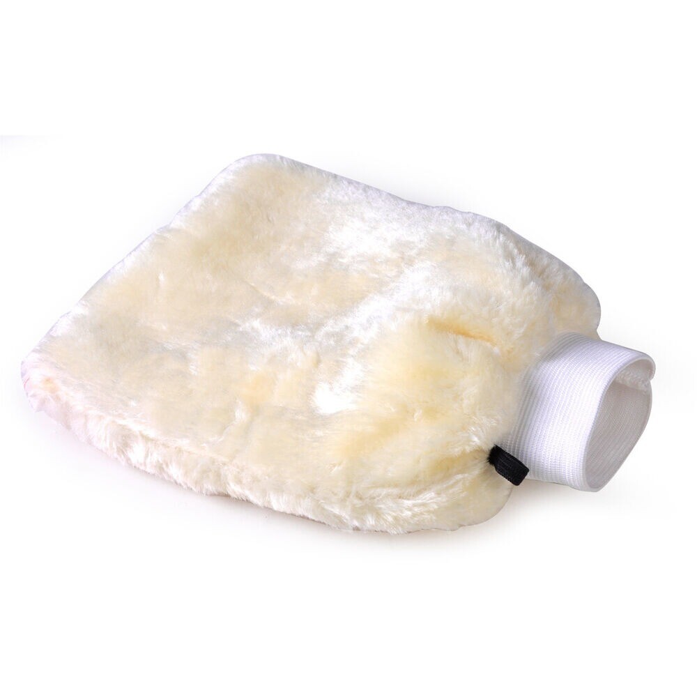 Car Auto Soft Sheepskin Lambswool Cleaning Wash Glove Duster Mitt Polishing Wax~