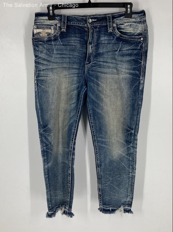 Rock Revival Womens Blue Denim 5-Pockets Design Skinny Jeans Size 33
