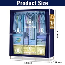 Portable Clothes Rack Closet Wardrobe Storage Organizer Shelf Fabric Water-Proof