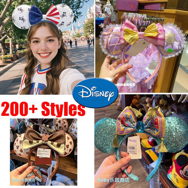 US stock Disney new Styles cute Bow Minnie Crown Pink Ear Disney Park Headband