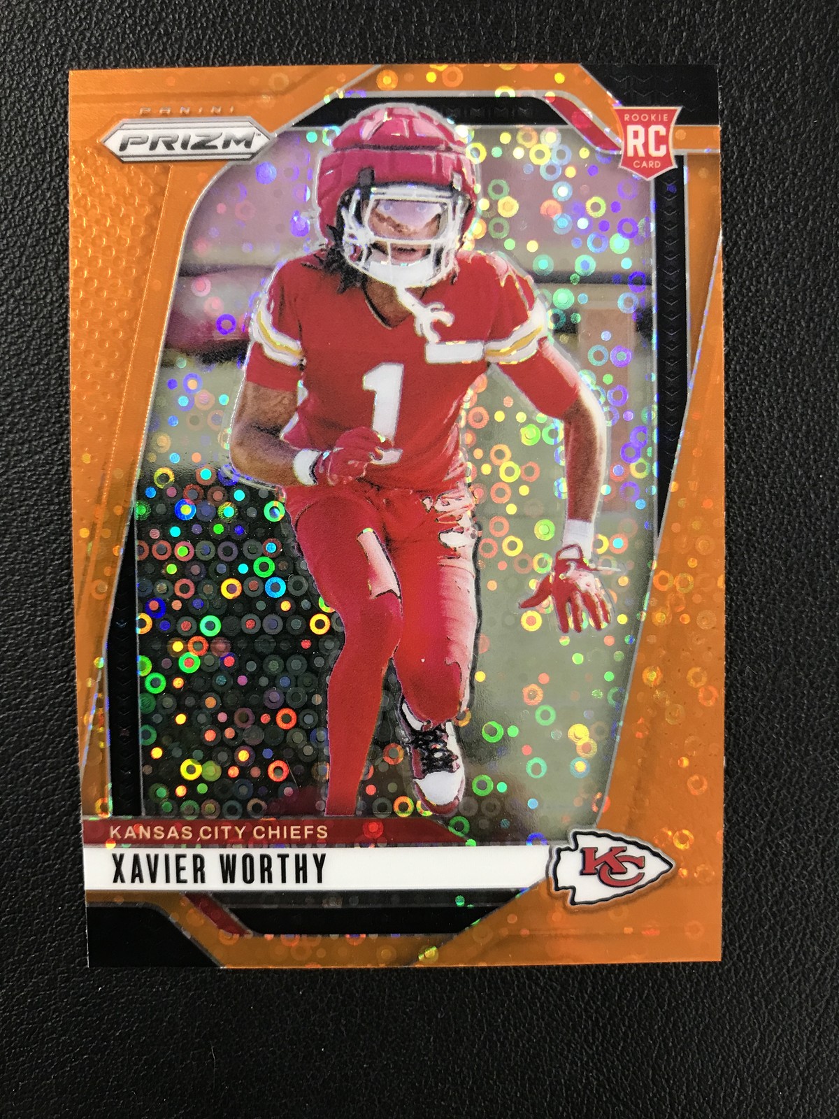 2024 Panini Prizm #399 Xavier Worthy Kansas City Chiefs Orange Disco Prizm RC