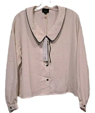 Lumiere Vintage-inspired Collared Polka-Dot Button-Down Blouse Women's Sz S NWT