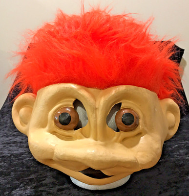 Russ Troll Full Head Mask Halloween Vintage Adult One Size Costume Orange Hair