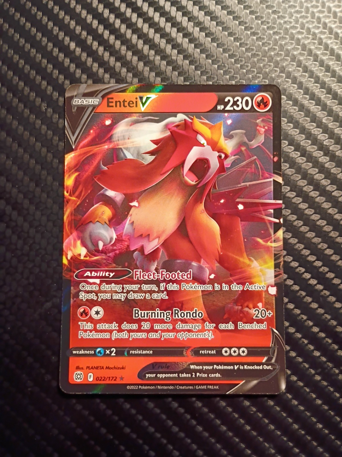 Pokemon TCG Entei V 022/172 Swsh09: Brilliant Stars Holo NM