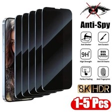 5 Pack Privacy Screen Protector Tempered Glass for iPhone 11-16 Series