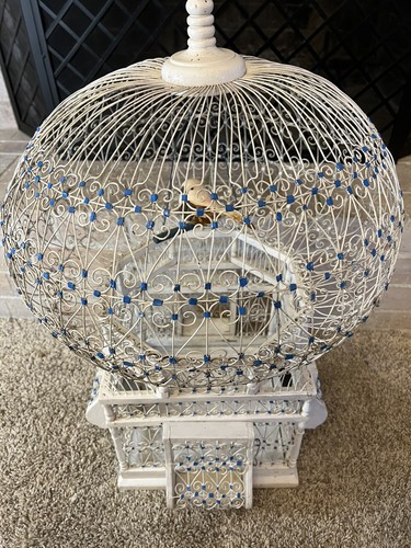 Vintage Victorian Wire Ballon Shaped Hanging Bird Cage - Picture 5 of 13