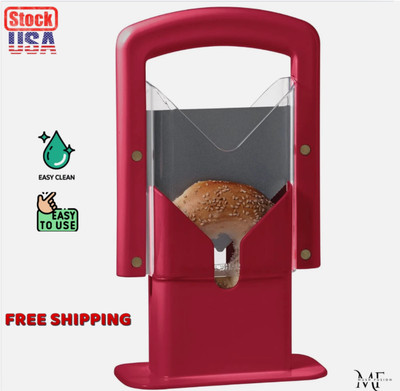 Original Bagel Guillotine Slicer 9.25'' Red   Safe Universal Cutter Free Shipping