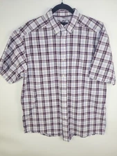 Ariat Pro Series Mens Button Up Shirt L Purple Plaid Short Sleeve Western Cowboy