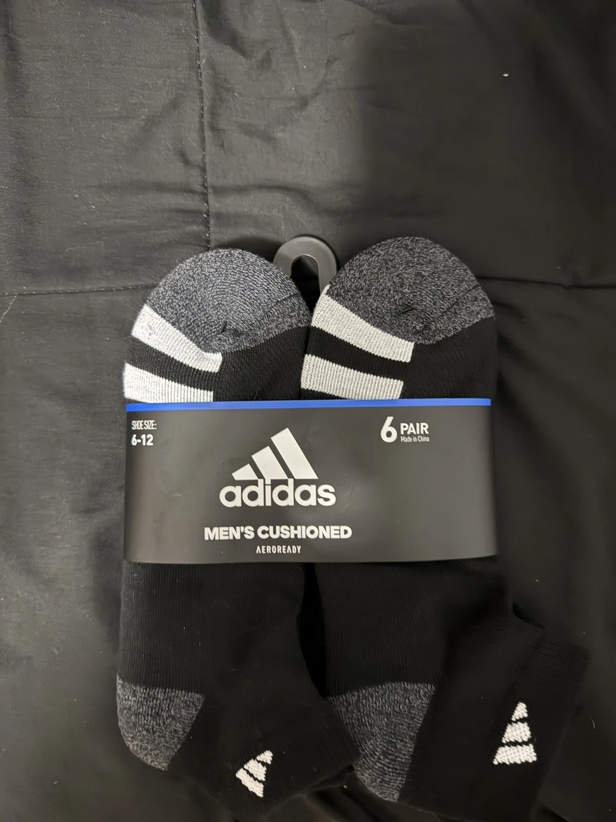 Adidas Men's Cushioned Low Cut Ankle Socks 6 Pairs Gray Black Compression 6-12