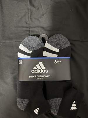 Adidas Men's Cushioned Low Cut Ankle Socks 6 Pairs Gray Black Compression 6-12